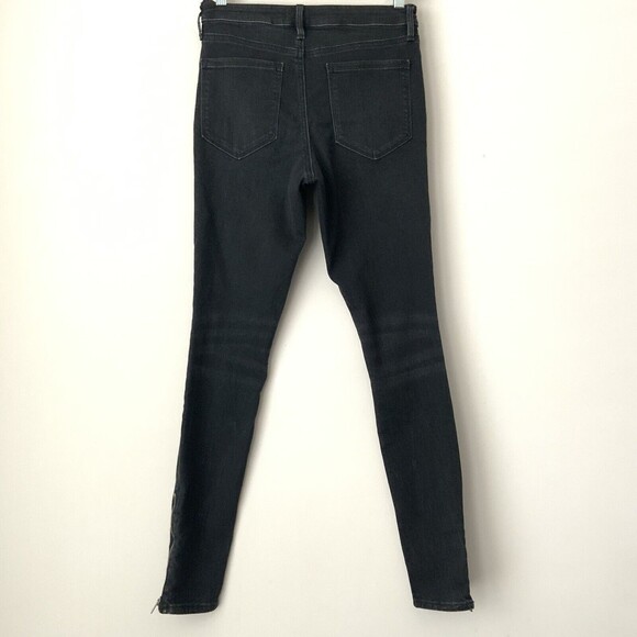 Athleta Sculptek Jeans Black Ultra Skinny Moto Zip Hem 6 - Picture 4 of 12